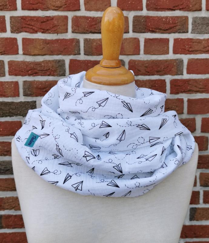 PAPIERFLIEGER weicher leichter Schal mit Papierfliegern aus Musselin